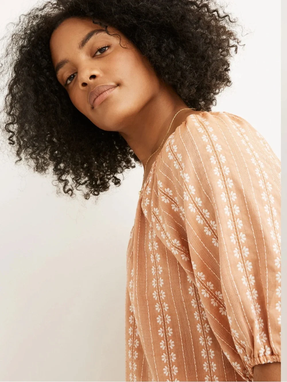 NWT Madewell Puff Sleeve Swing Top in Floral Striped Jacquard!